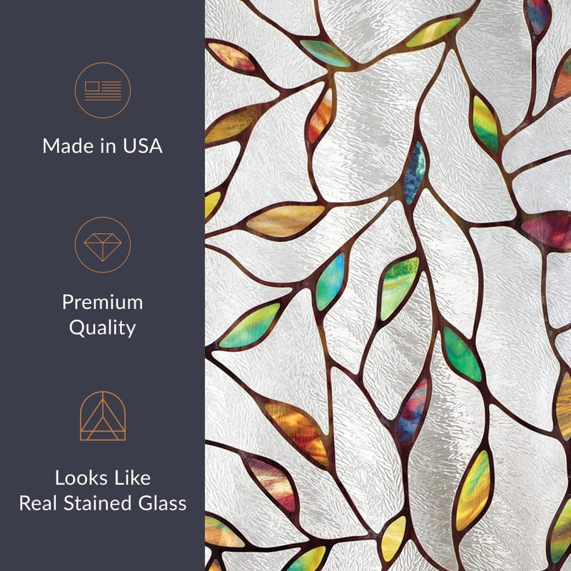 Artscape Cascade Sidelight | Window Privacy Film Stained Glass Pattern | Non-Adhesive & UV Protection | Easy to Apply & Removable | 12 x 83 inches | Made in USA - Image 4